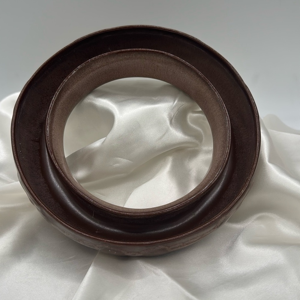 FRANKOMA Pottery 10.75" wide WEDDING RING FLOWER HOLDER, Plainsman Brown